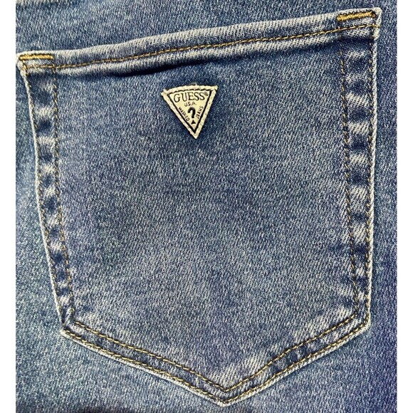 Guess Y2K Los Angeles Women’s 28” Jeans Light Wash Denim White Side Logo Stripe - Picture 6 of 7